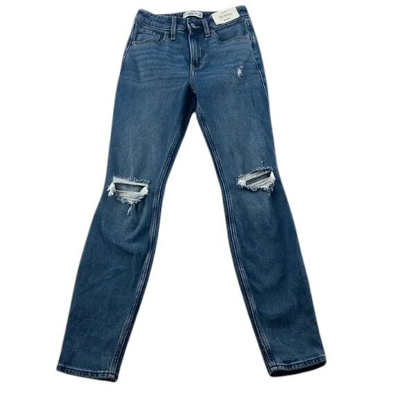 Abercrombie & Fitch Skinny High Rise Distressed Jeans Women’s Size 24 NWT - Picture 1 of 10